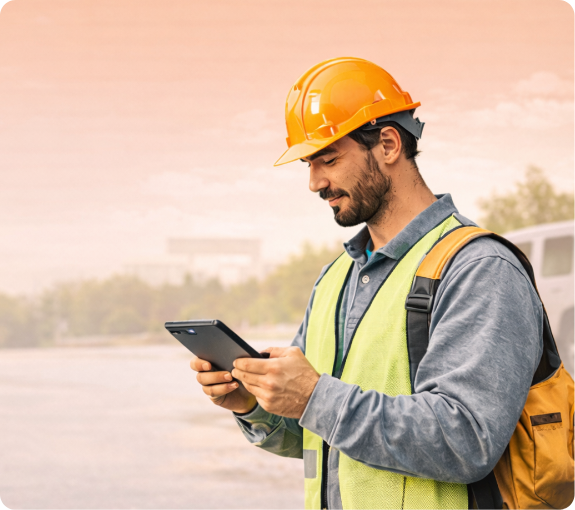 Trabajador en campo con tablet